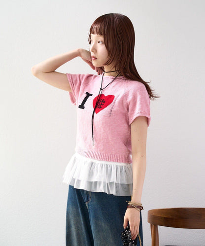 I LOVE 字母針織上衣