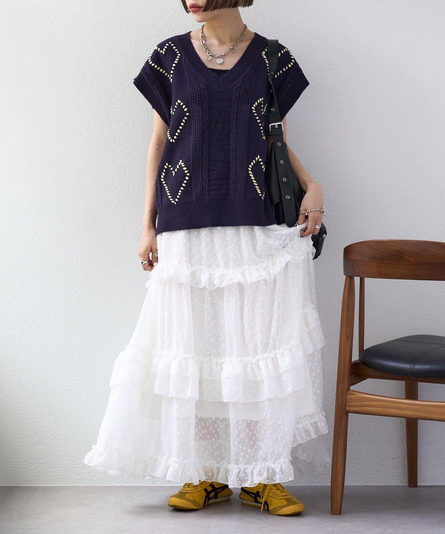 w closet 愛心刺繡 針織背心