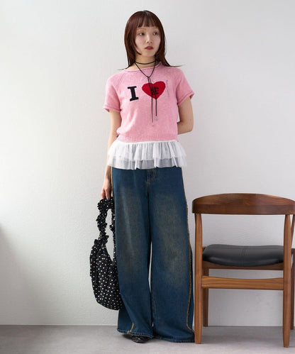 I LOVE 字母針織上衣