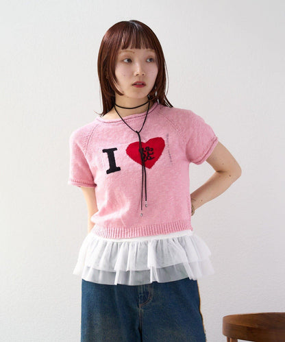 I LOVE 字母針織上衣