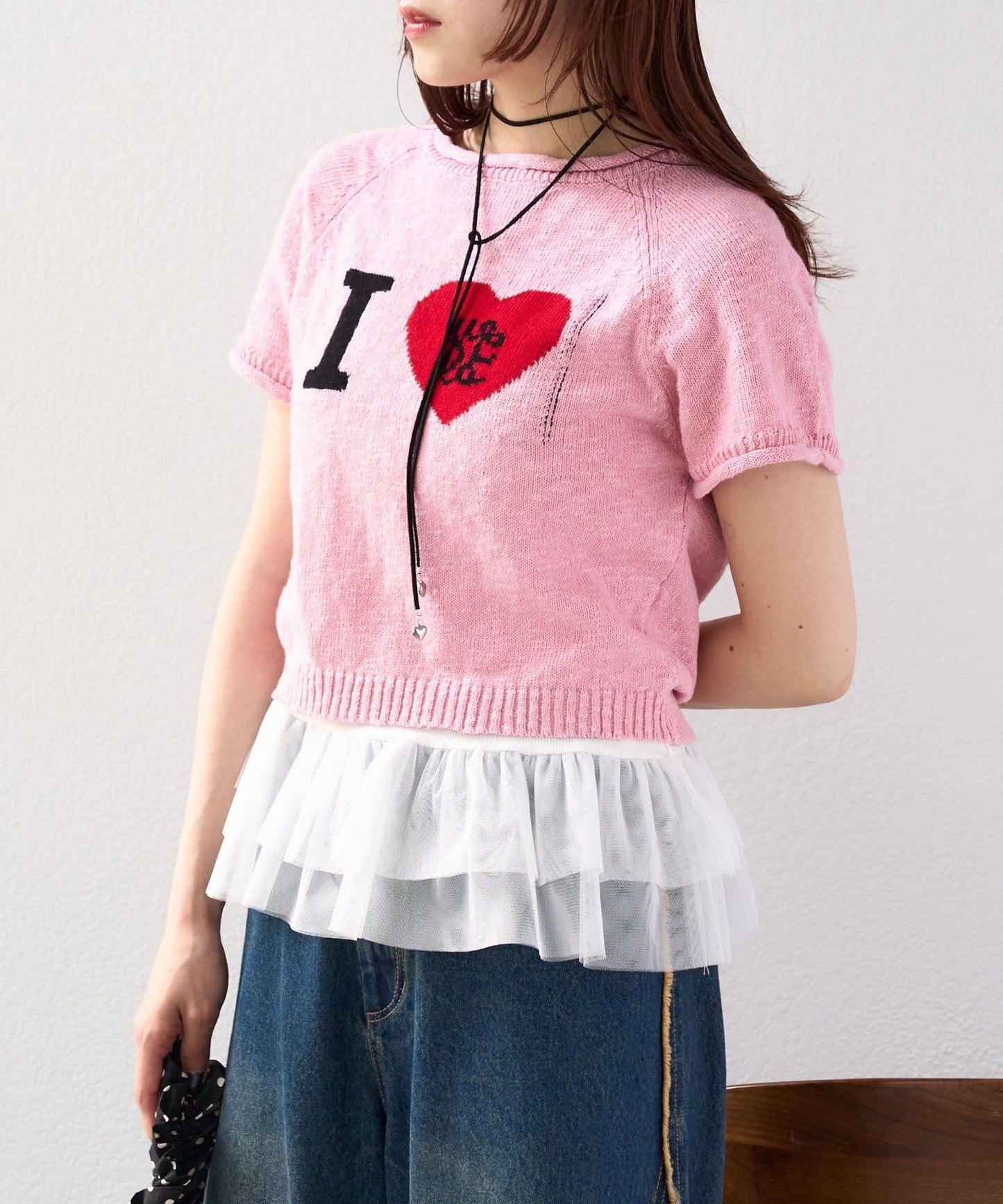 I LOVE 字母針織上衣