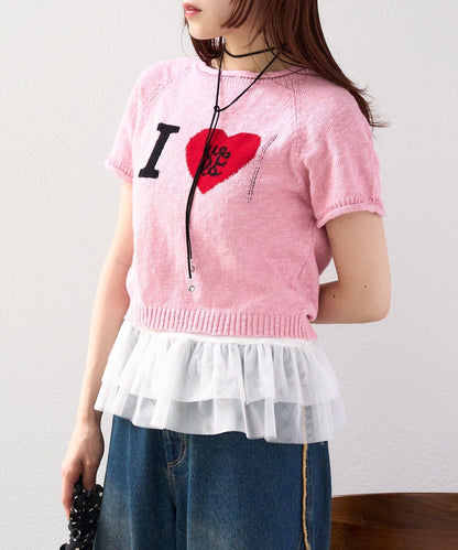 I LOVE 字母針織上衣