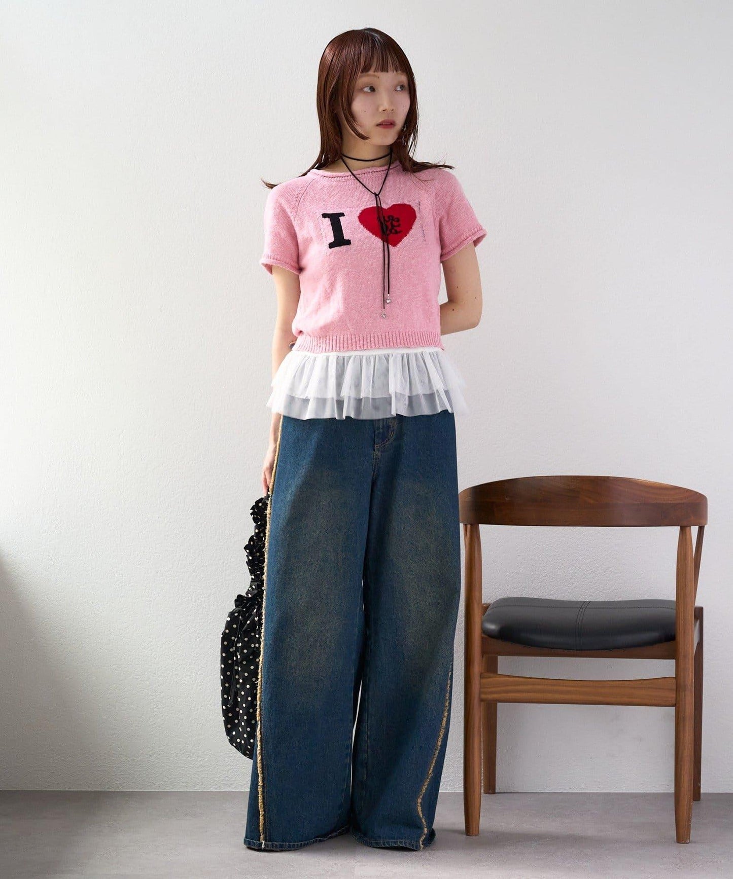 I LOVE 字母針織上衣