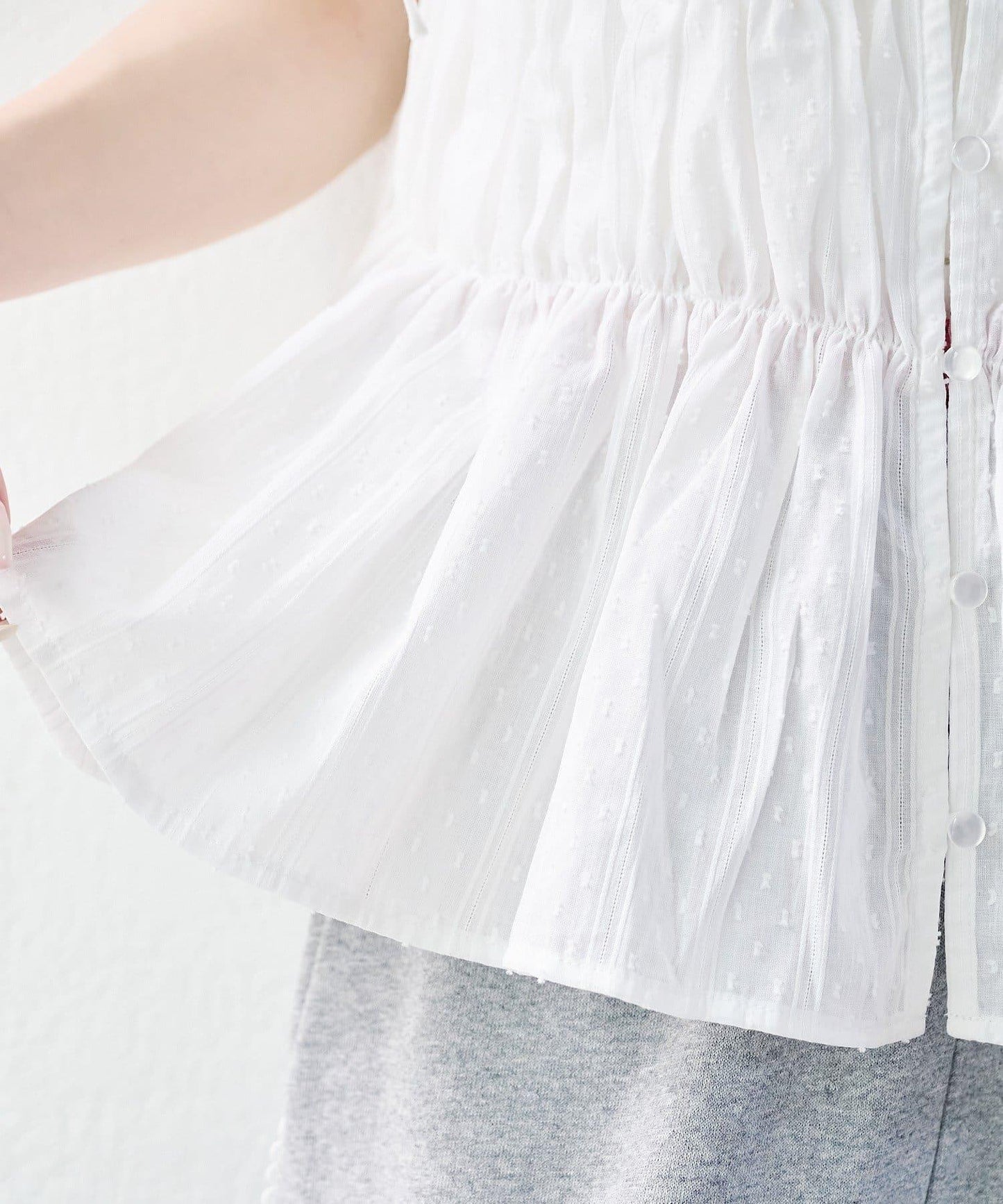 w closet 蕾絲拼接 抽繩 襯衫