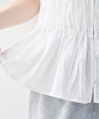 w closet 蕾絲拼接 抽繩 襯衫