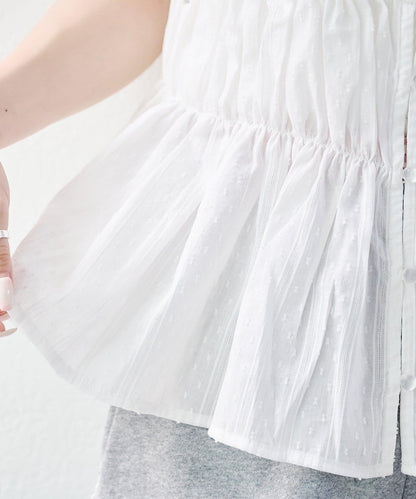 w closet 蕾絲拼接 抽繩 襯衫