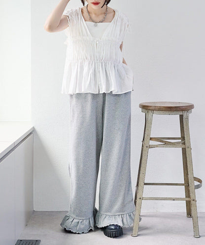 w closet 蕾絲拼接 抽繩 襯衫