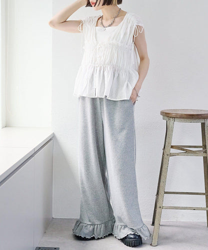 w closet 蕾絲拼接 抽繩 襯衫