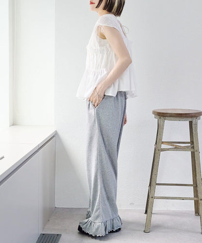 w closet 蕾絲拼接 抽繩 襯衫