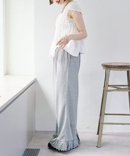 w closet 蕾絲拼接 抽繩 襯衫