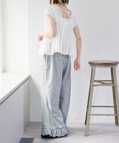 w closet 蕾絲拼接 抽繩 襯衫