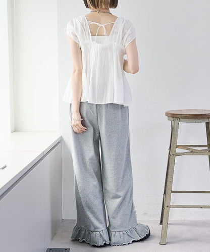 w closet 蕾絲拼接 抽繩 襯衫