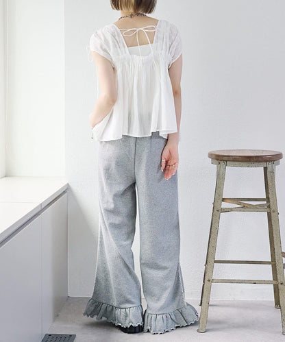 w closet 蕾絲拼接 抽繩 襯衫