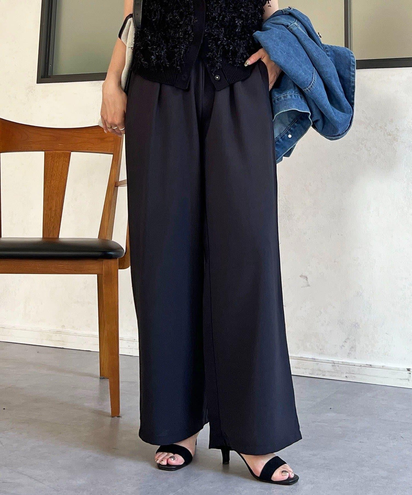 輕薄喬其紗寬鬆長褲