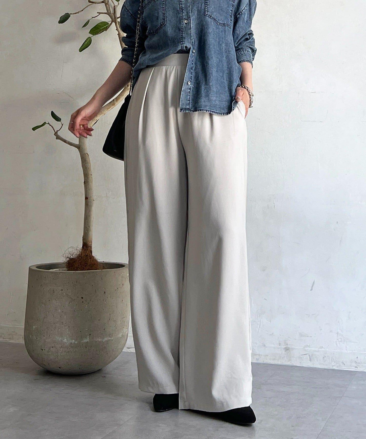 輕薄喬其紗寬鬆長褲