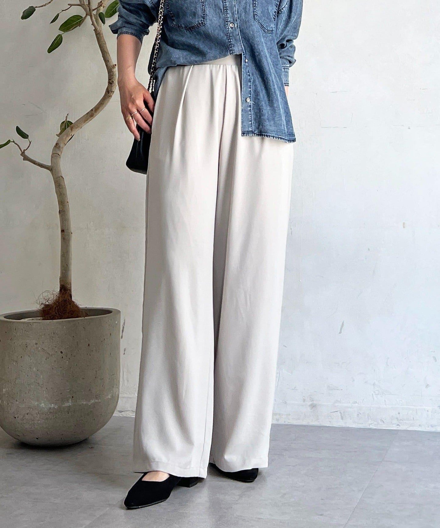 輕薄喬其紗寬鬆長褲