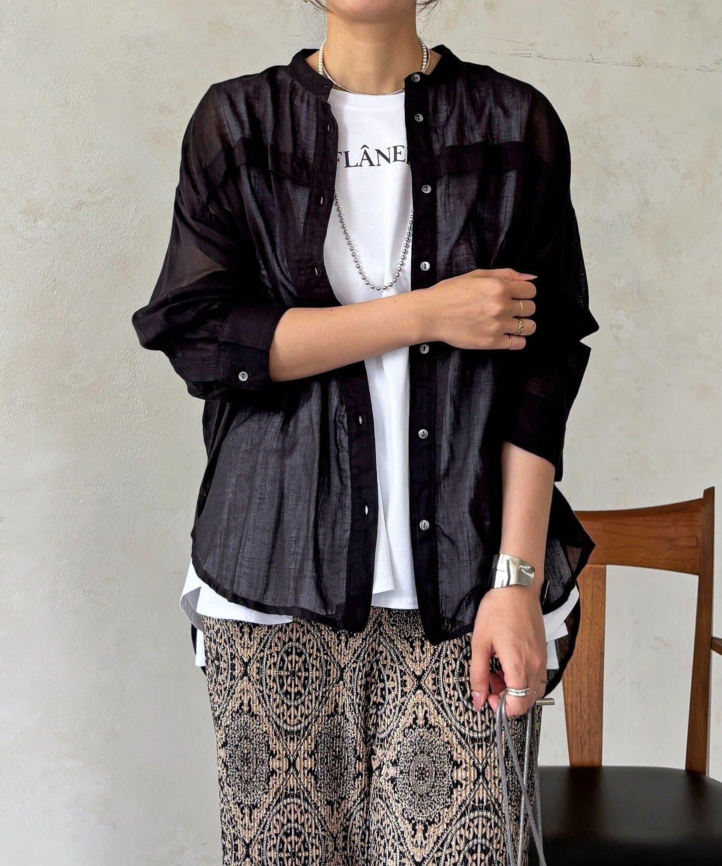 人造棉聚酯褶皺襯衫