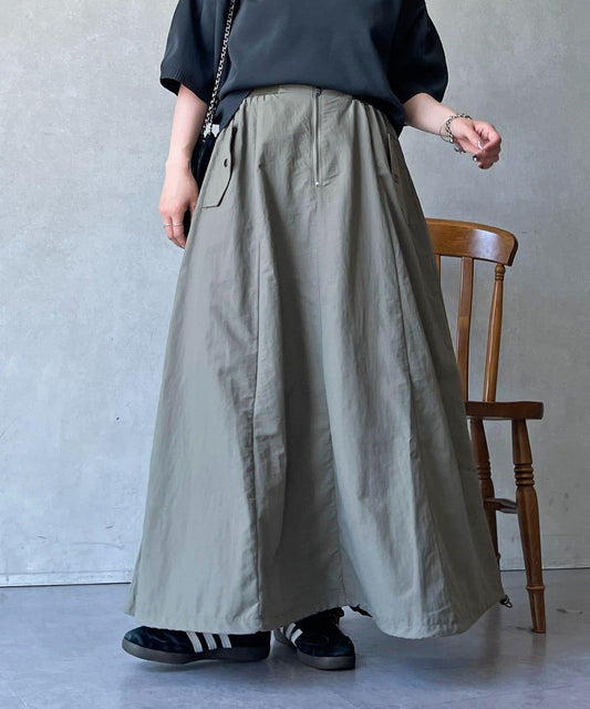 抽繩下襬工裝裙