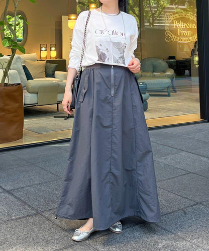 抽繩下襬工裝裙