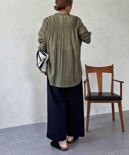 人造棉聚酯褶皺襯衫