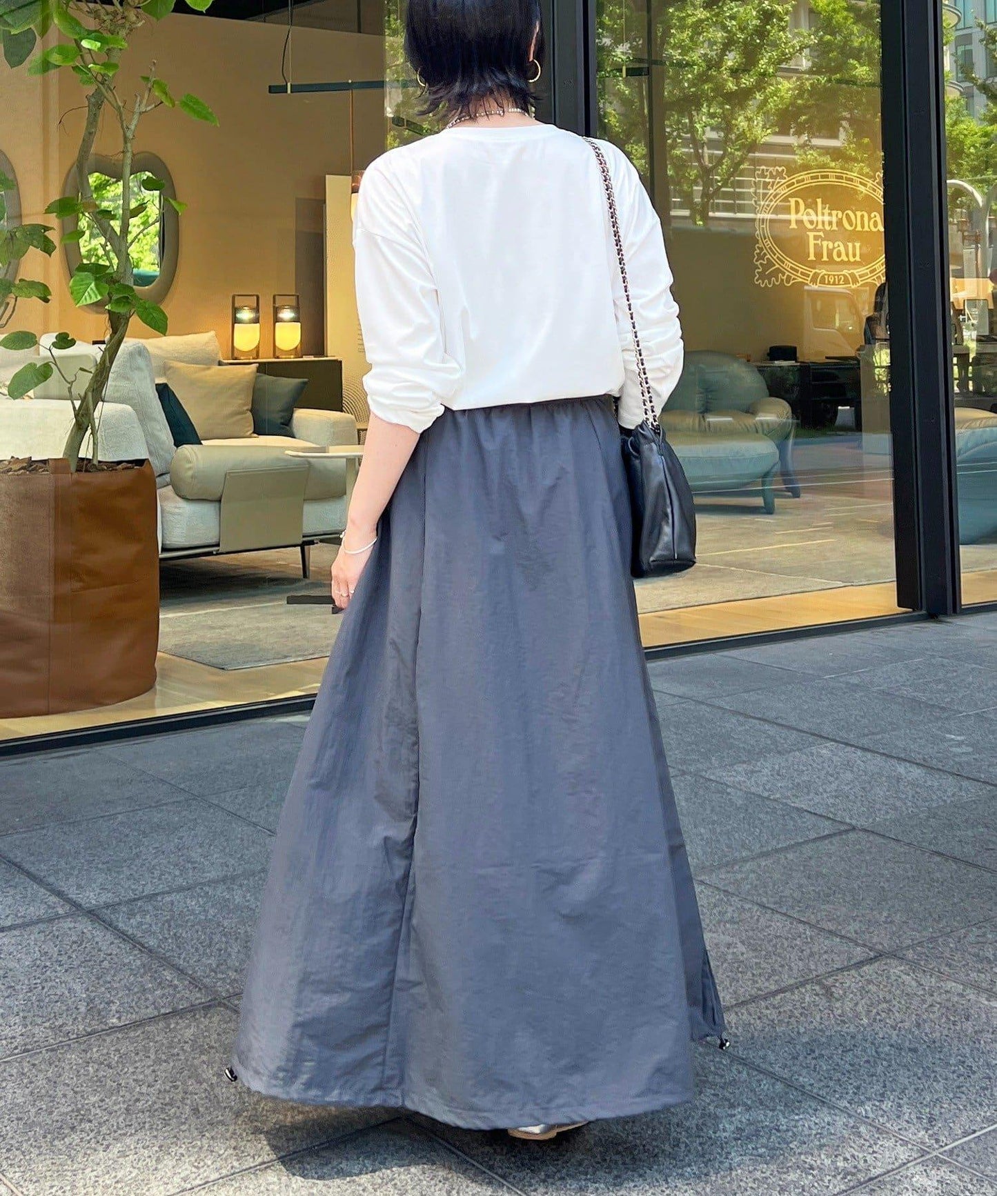 抽繩下襬工裝裙