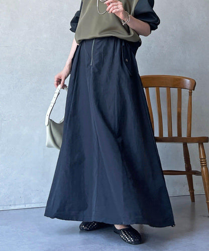 抽繩下襬工裝裙