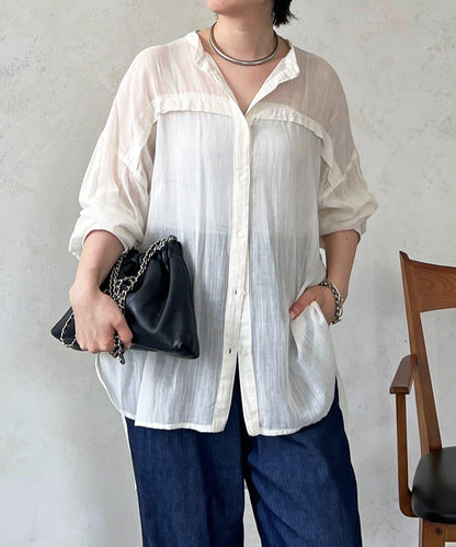 人造棉聚酯褶皺襯衫