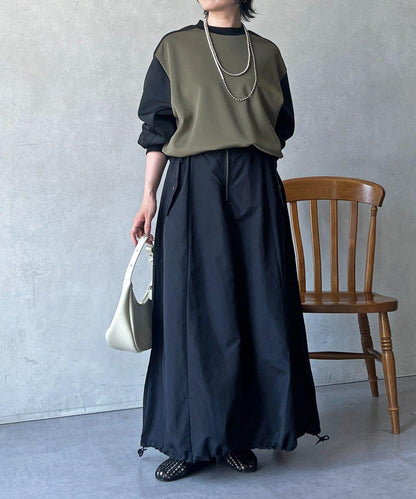 抽繩下襬工裝裙