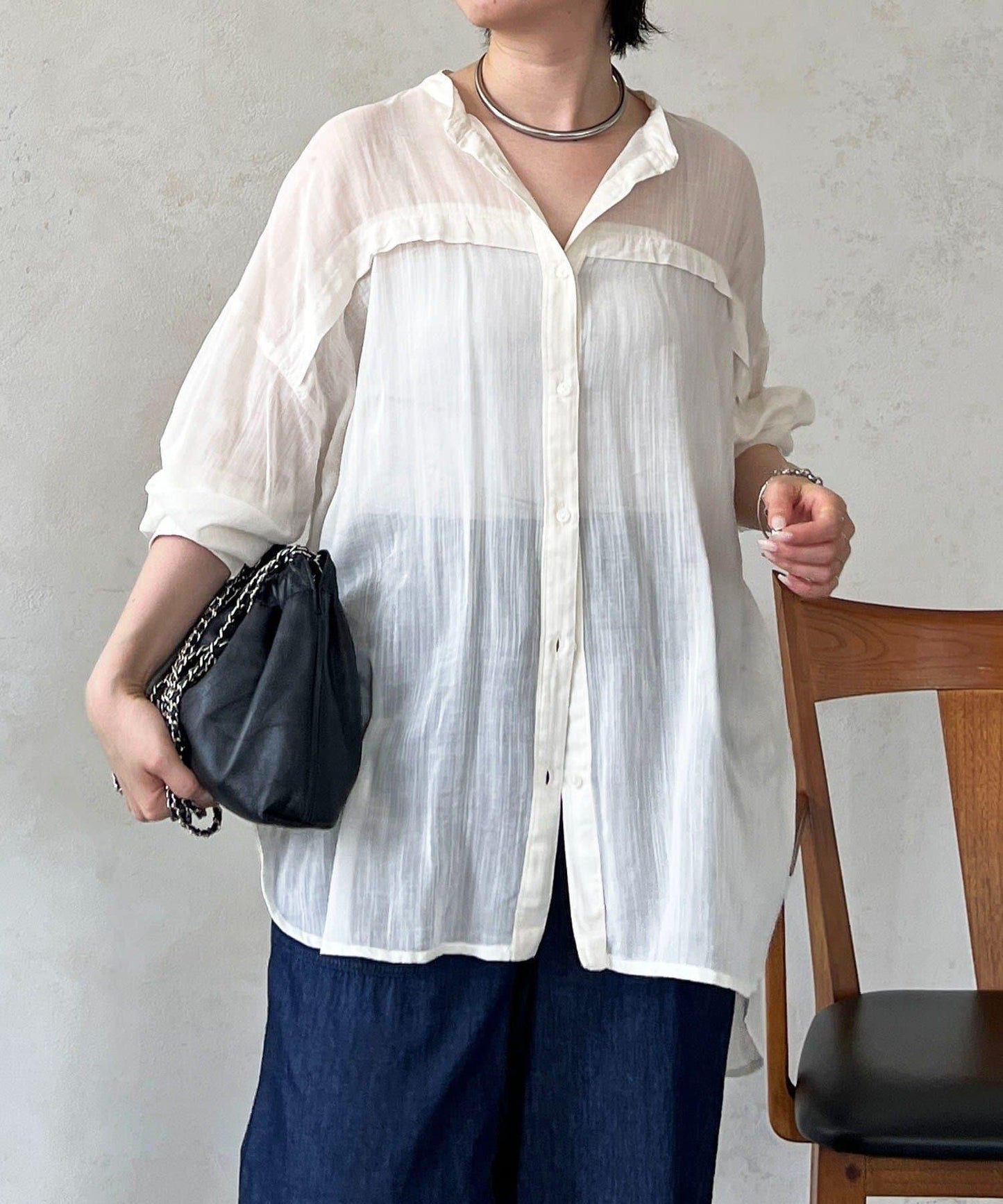 人造棉聚酯褶皺襯衫