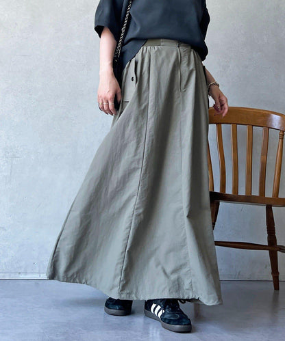 抽繩下襬工裝裙