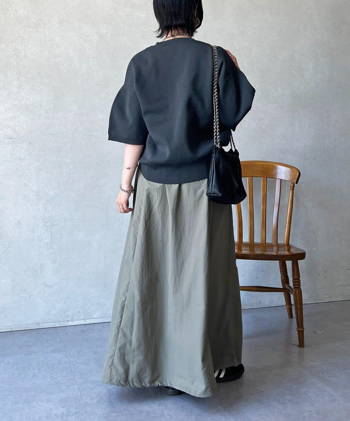 抽繩下襬工裝裙