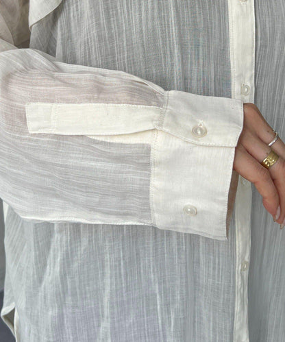 人造棉聚酯褶皺襯衫