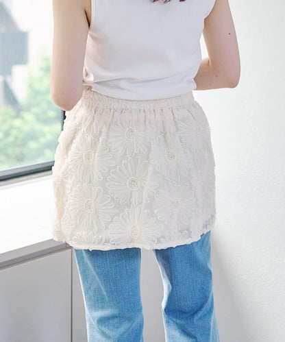 w closet 花卉蕾絲 迷你半身裙