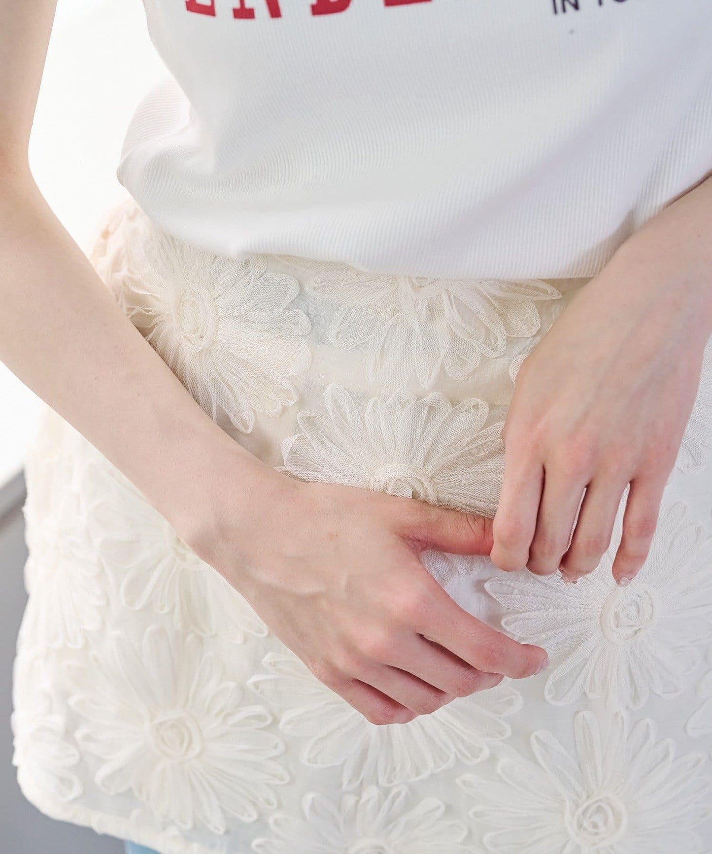 w closet 花卉蕾絲 迷你半身裙