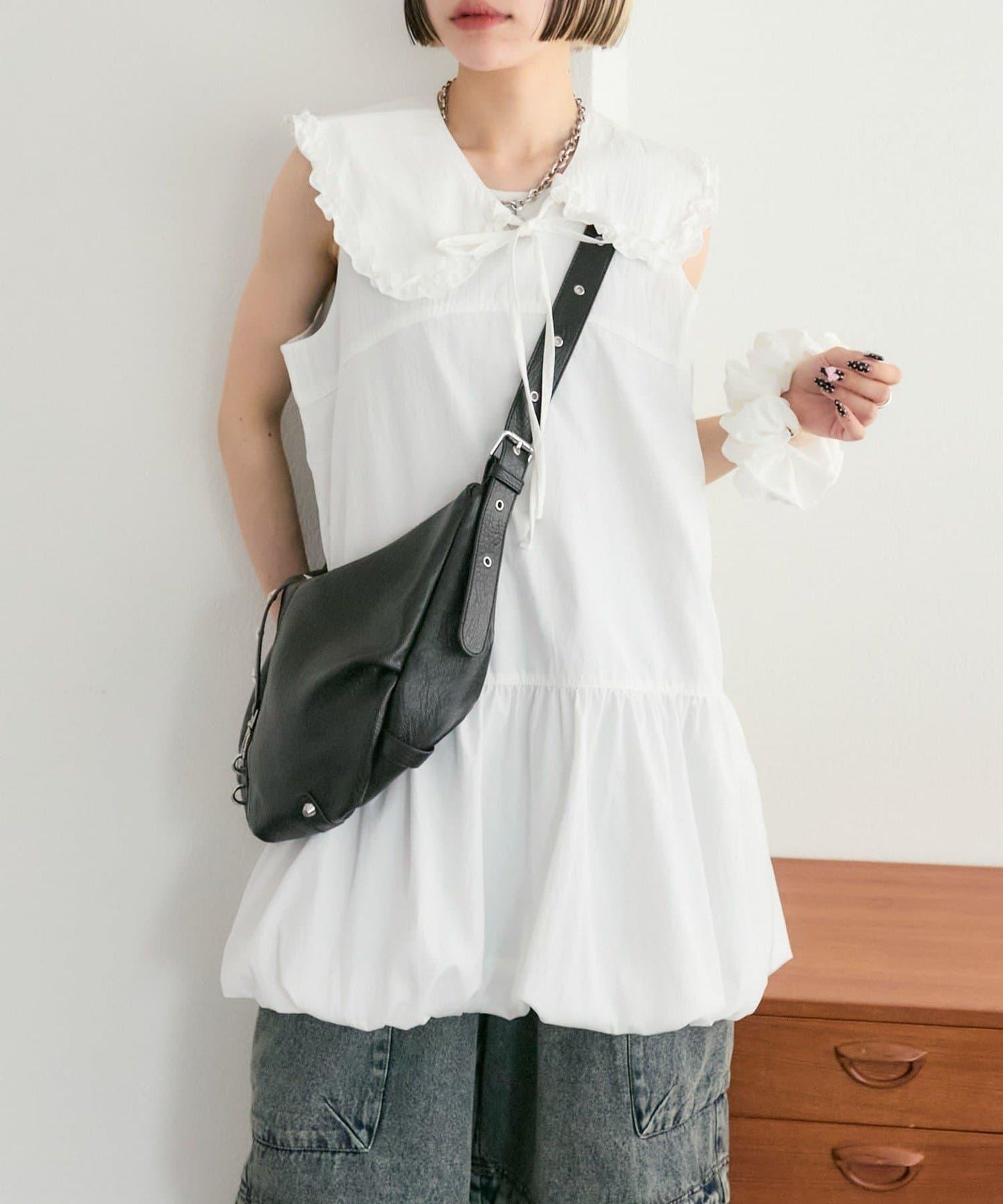 褶皺領 氣球廓形 連衣裙