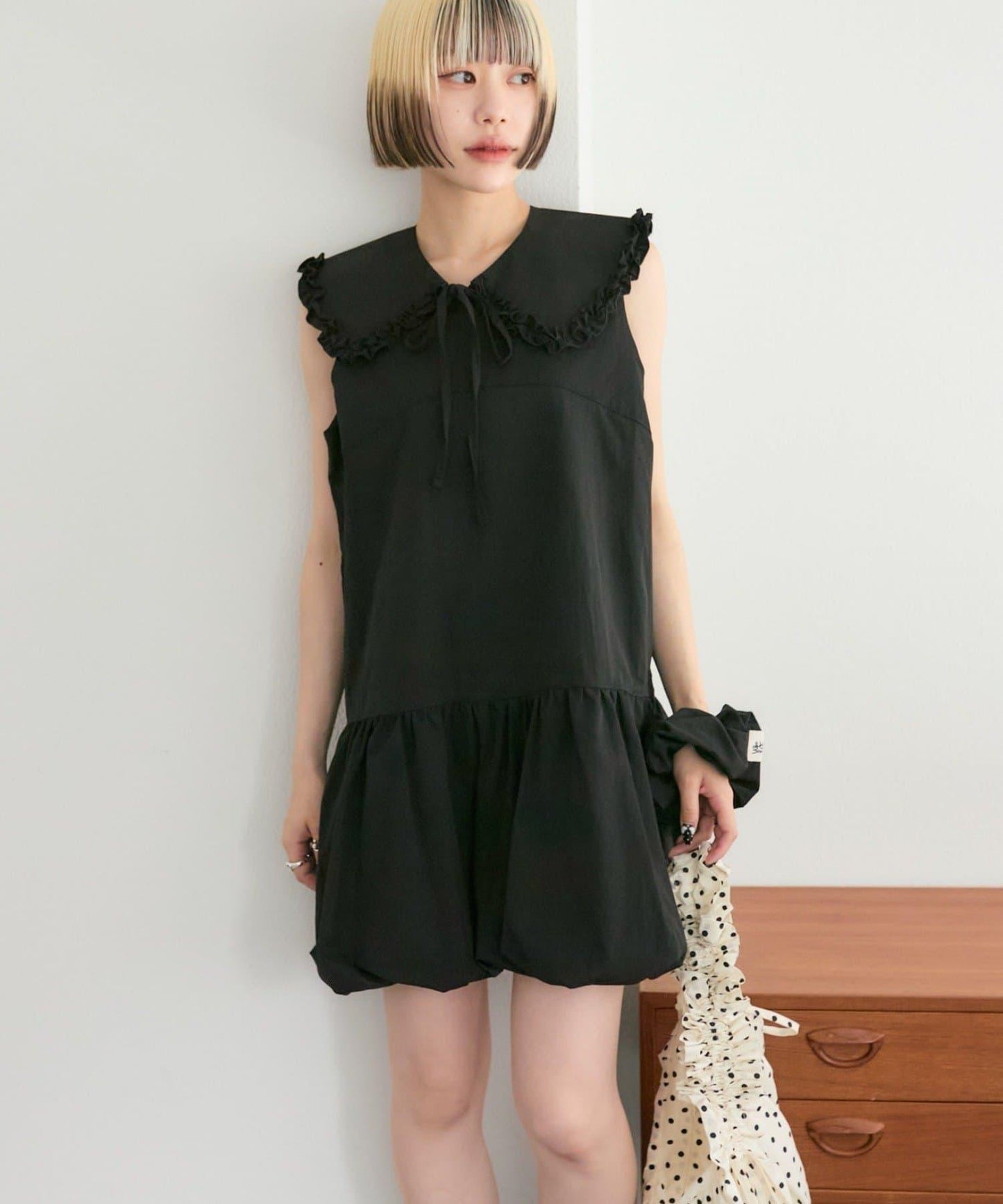 褶皺領 氣球廓形 連衣裙