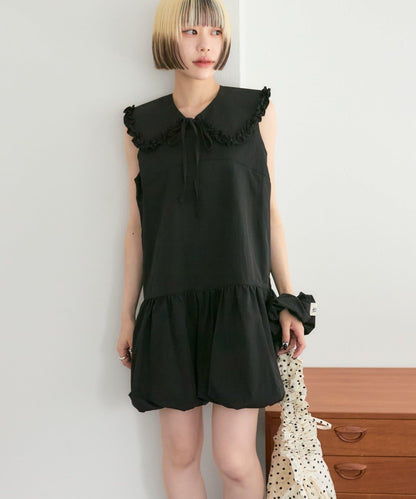 褶皺領 氣球廓形 連衣裙