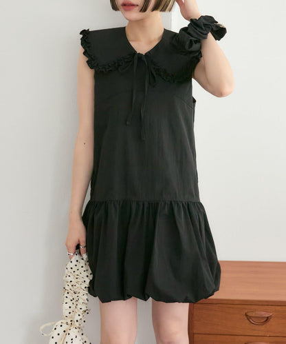 褶皺領 氣球廓形 連衣裙