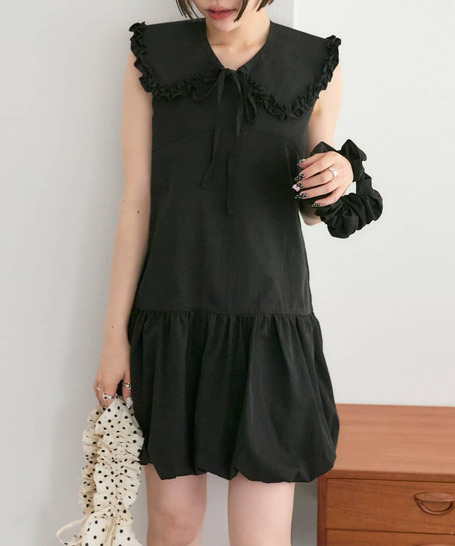 褶皺領 氣球廓形 連衣裙