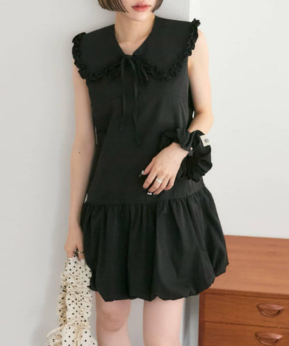 褶皺領 氣球廓形 連衣裙