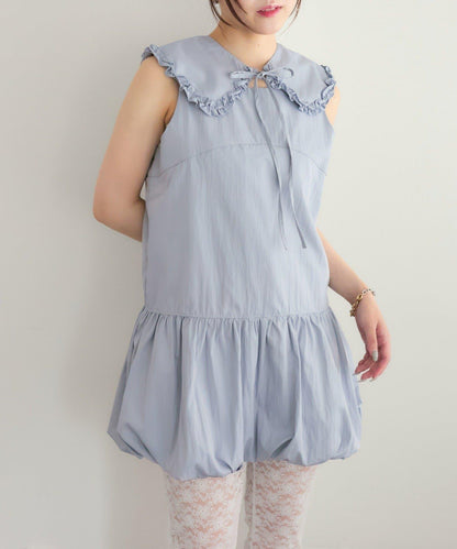 褶皺領 氣球廓形 連衣裙