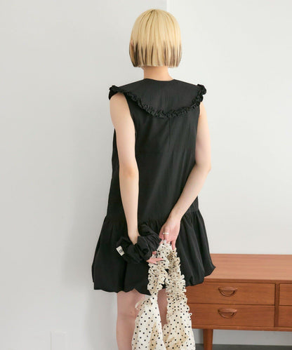 褶皺領 氣球廓形 連衣裙