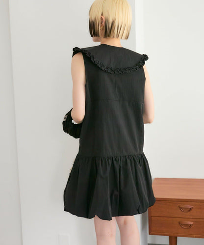 褶皺領 氣球廓形 連衣裙