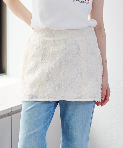 w closet 花卉蕾絲 迷你半身裙