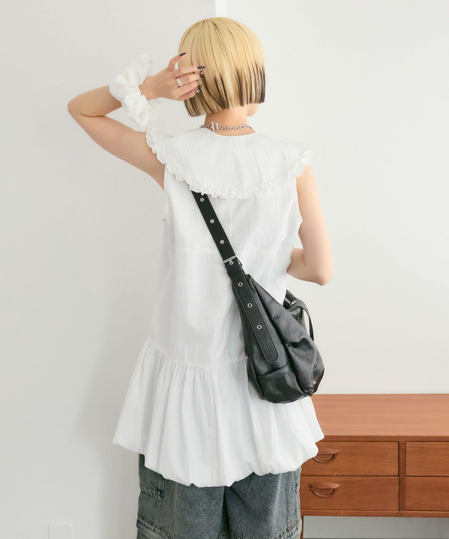 褶皺領 氣球廓形 連衣裙