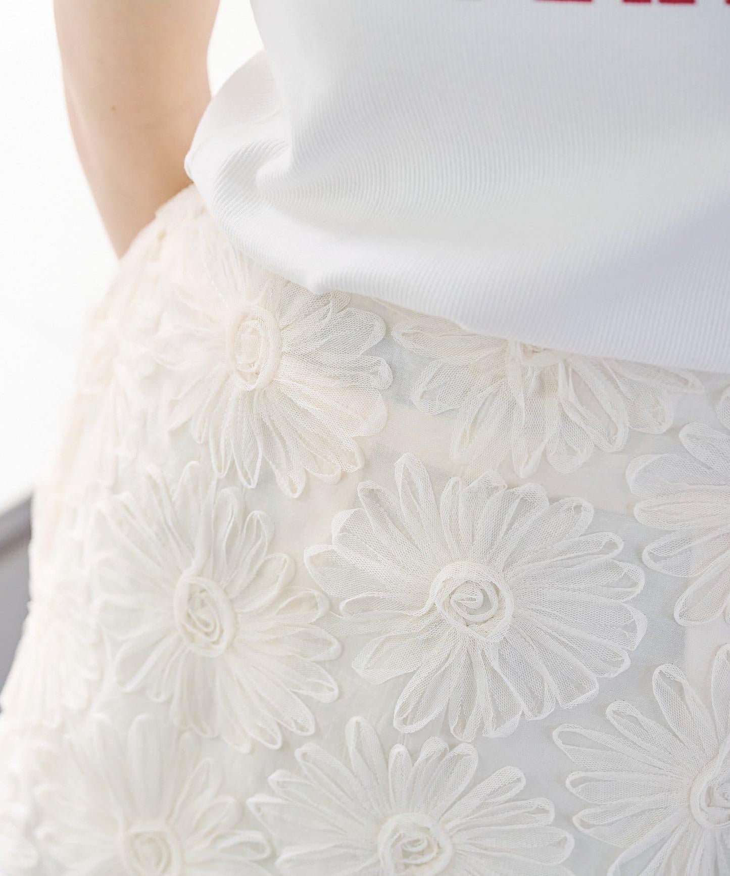 w closet 花卉蕾絲 迷你半身裙