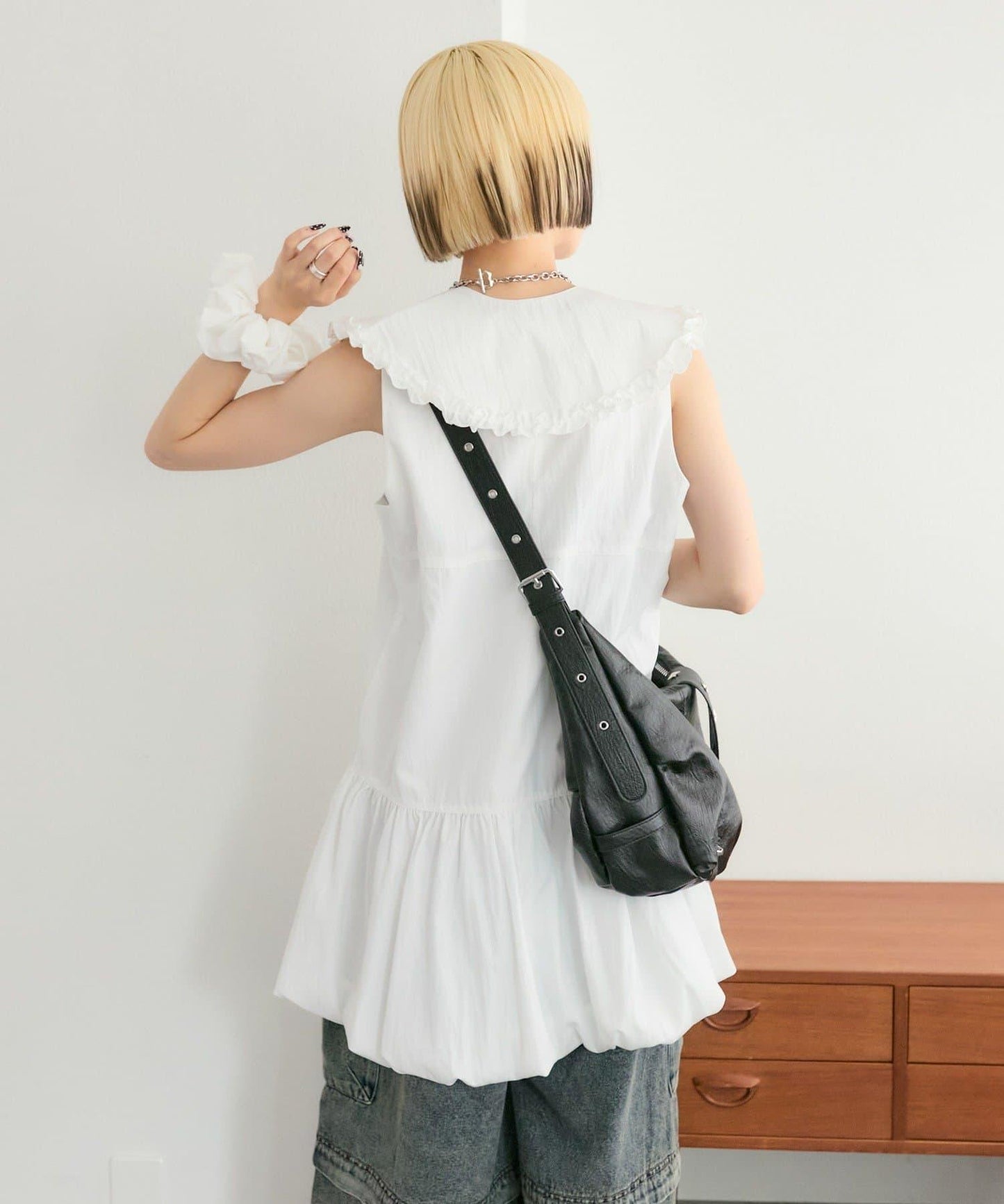 褶皺領 氣球廓形 連衣裙