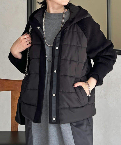 棉填充針織連帽夾克