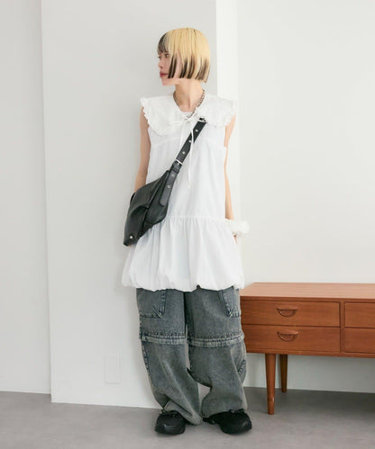 褶皺領 氣球廓形 連衣裙