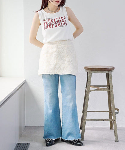 w closet 花卉蕾絲 迷你半身裙